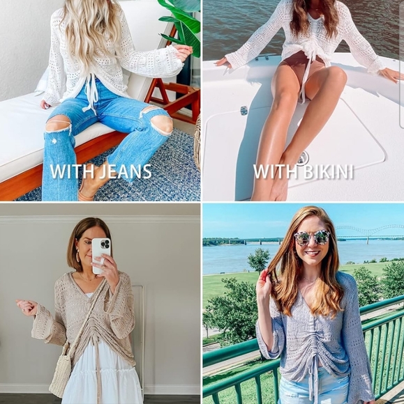 Amazon Saodimallsu Womens Boho Off Shoulder Crocheted Top. Medium. In White. - Picture 3 of 3